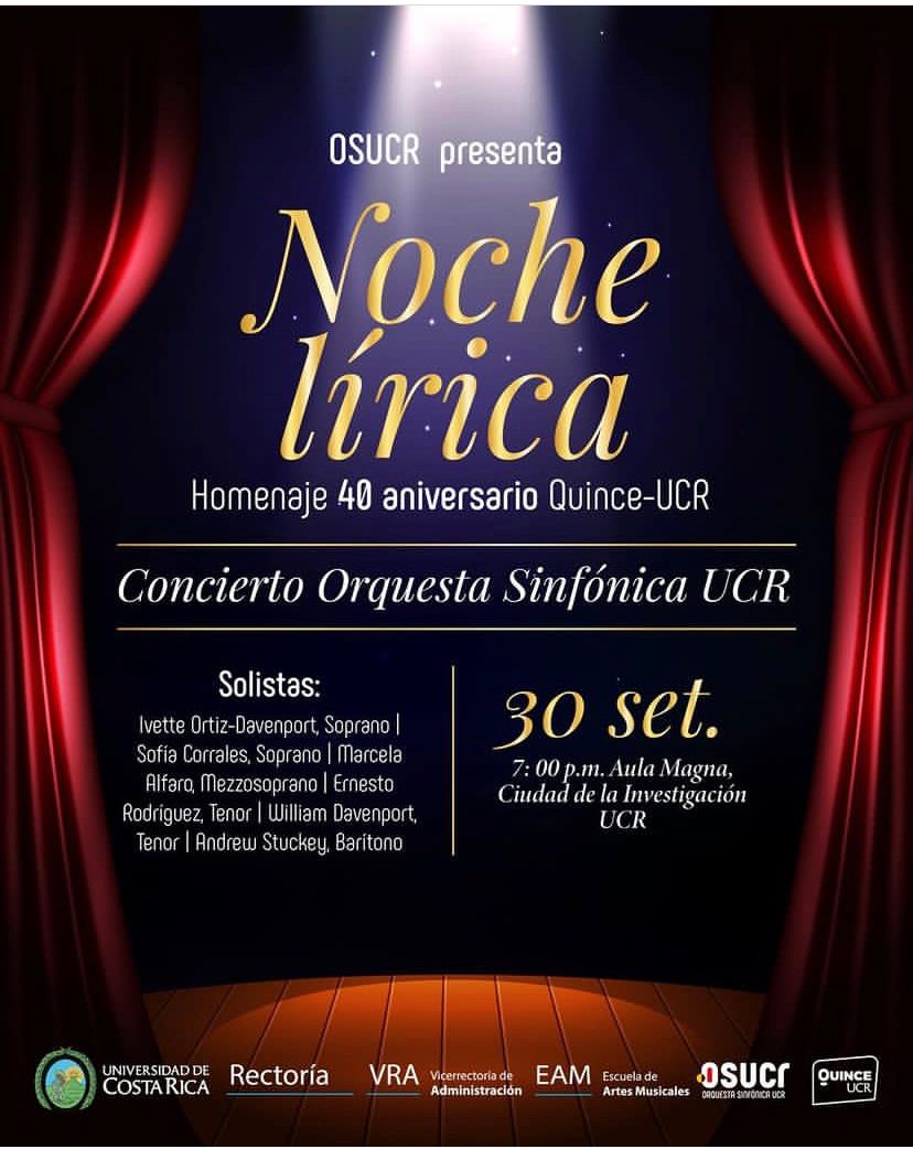 Noche lirica concert poster from Universidad de Costa Rica